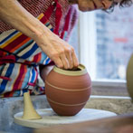 Julie Ayton working in her studio 2017